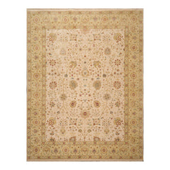 9x12 Beige, Pistacchio, Brown Color Hand Knotted All-Over 100% Wool Traditional Oriental Rug