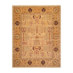 8x10 Gold, Gold, Rusty Red Color Hand Knotted All-Over 100% Wool Traditional Oriental Rug