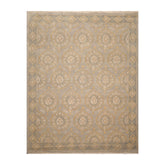 8x10 Gray, Slate, Gold Color Hand Knotted All-Over 100% Wool Traditional Oriental Rug
