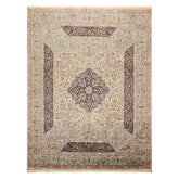 8x10 Ivory, Gray, Aqua Color Hand Knotted All-Over 100% Wool Traditional-Persian/Oriental Oriental Rug
