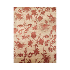 6x9 Beige, Rust, Color Hand Knotted All-Over 100% Wool Transitional Oriental Rug