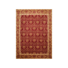8x10 Red, Gold, Beige Color Hand Knotted All-Over 100% Wool Transitional Oriental Rug