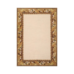 6x9 Beige, Brown, Sage Color Hand Knotted All-Over 100% Wool Transitional Oriental Rug