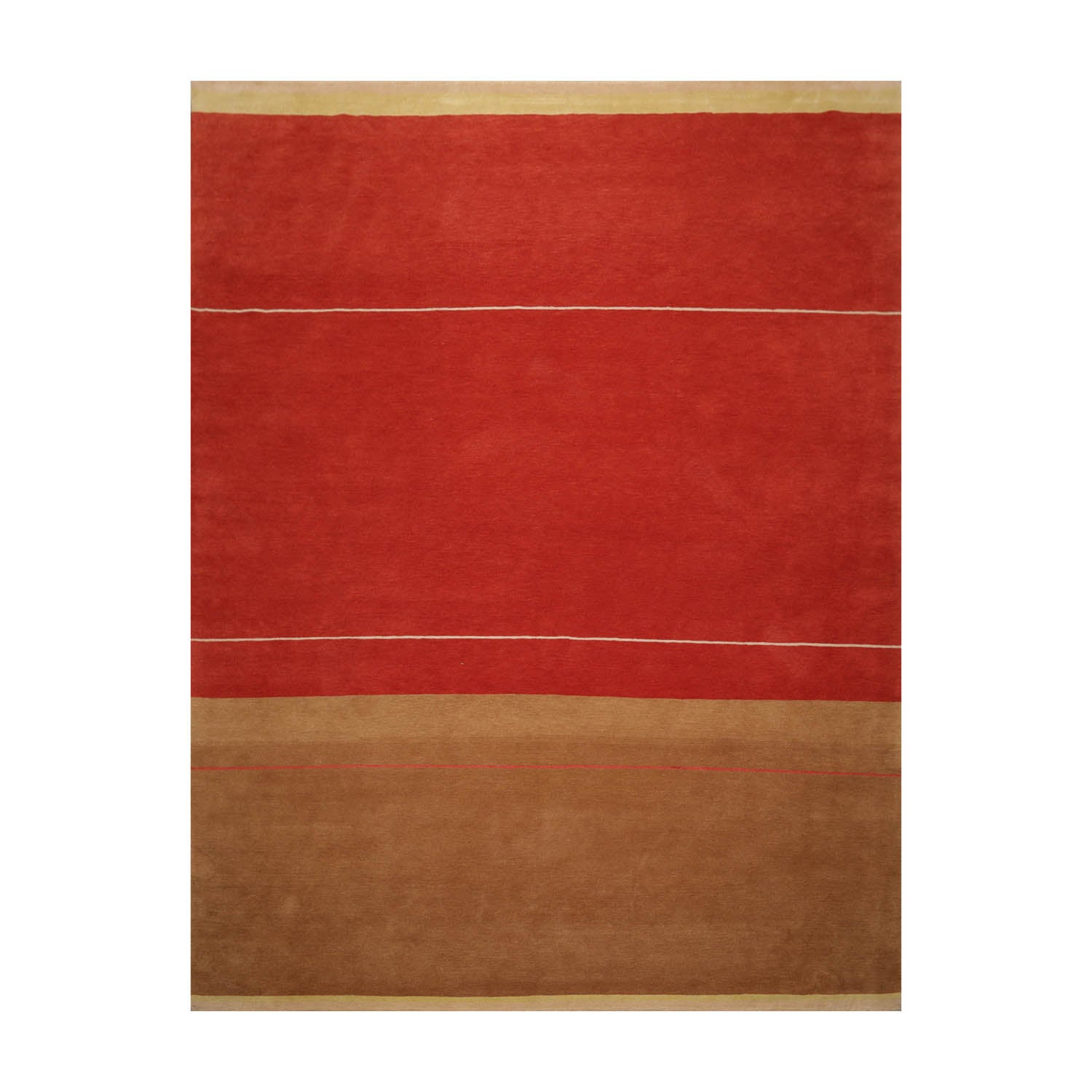 9x12 Terracotta, Brown, Beige Color Hand Knotted All-Over 100% Wool Traditional Oriental Rug