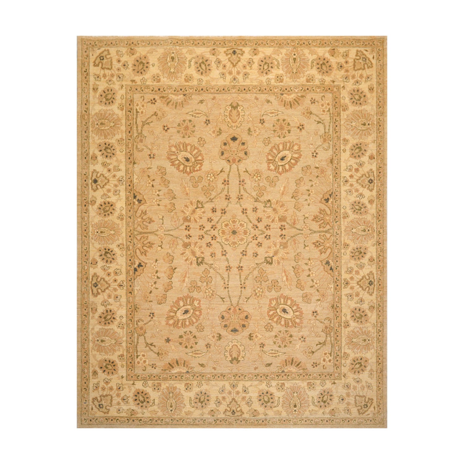 8x10 Tan, Beige, Gold Color Hand Knotted All-Over 100% Wool Traditional-Persian/Oriental Oriental Rug