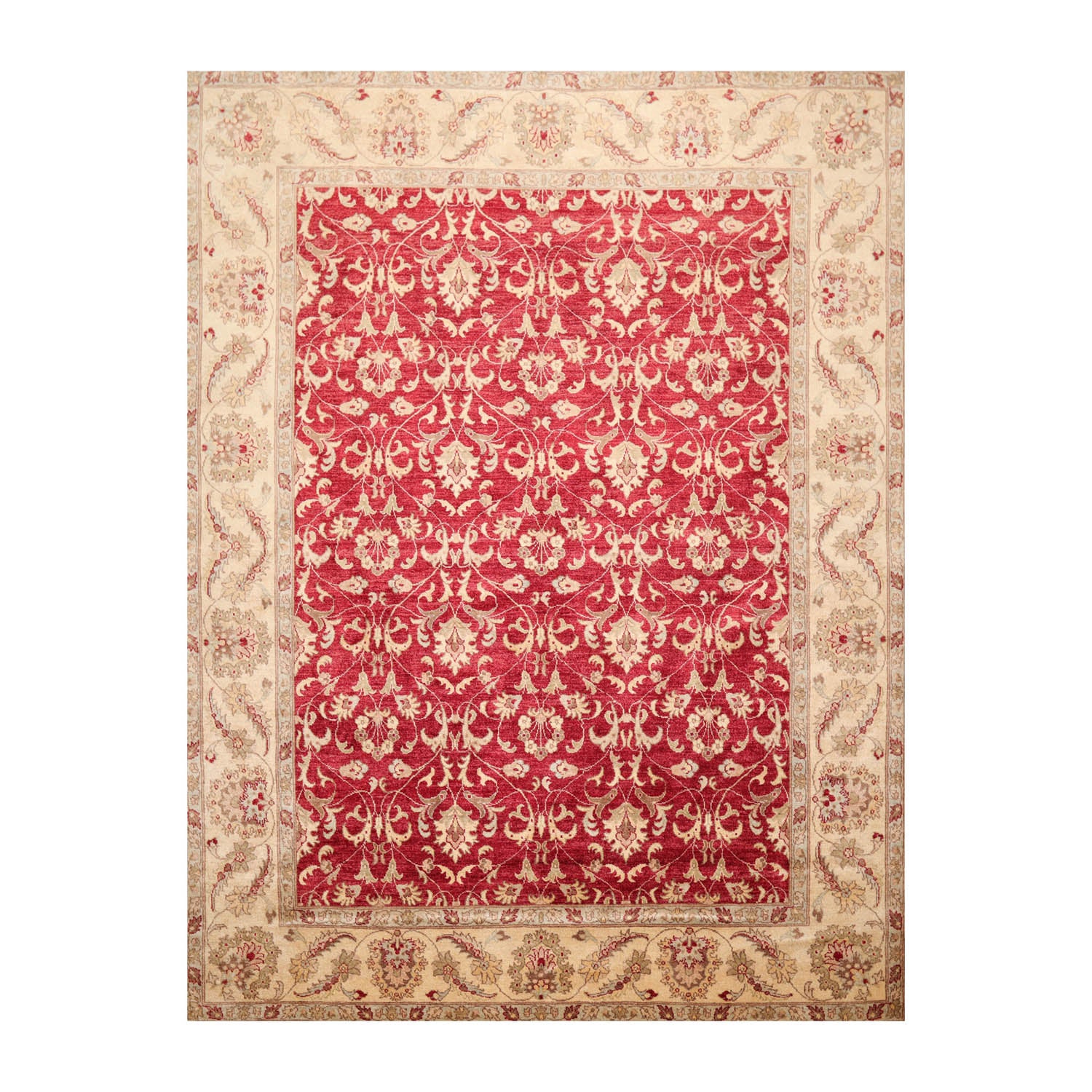 8x10 Pomegranate, Beige, Ivory Color Hand Knotted All-Over 100% Wool Traditional-Persian/Oriental Oriental Rug