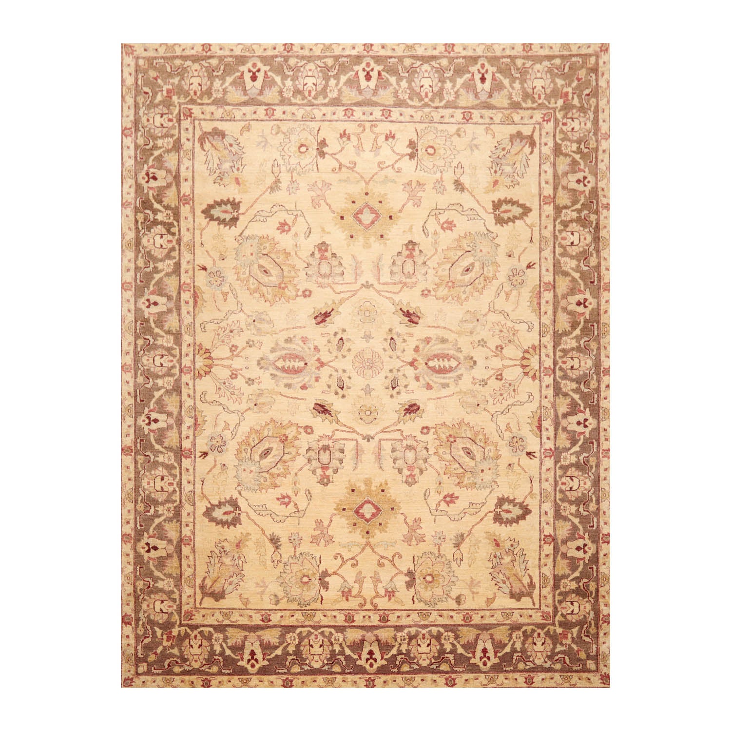 8x10 Beige, Brown, Rust Color Hand Knotted All-Over 100% Wool Traditional-Persian/Oriental Oriental Rug