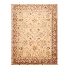 8x10 Beige, Brown, Rust Color Hand Knotted All-Over 100% Wool Traditional-Persian/Oriental Oriental Rug