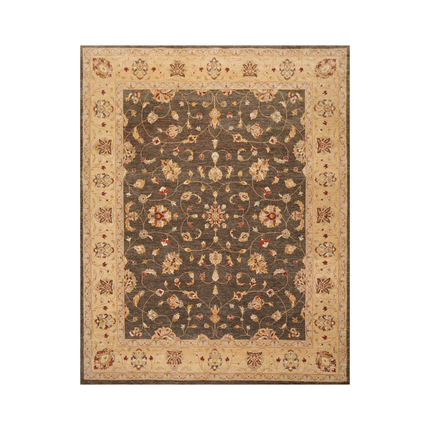 8x10 Brown, Caramel, Taupe Color Hand Knotted All-Over 100% Wool Traditional Oriental Rug