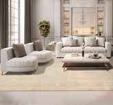 8x10 Beige, Tan, Aqua Color Hand Knotted Pak Persian 100% Wool Traditional Oriental Rug