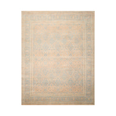 8x10 Blue, Blue, Beige Color Hand Knotted All-Over 100% Wool Traditional Oriental Rug