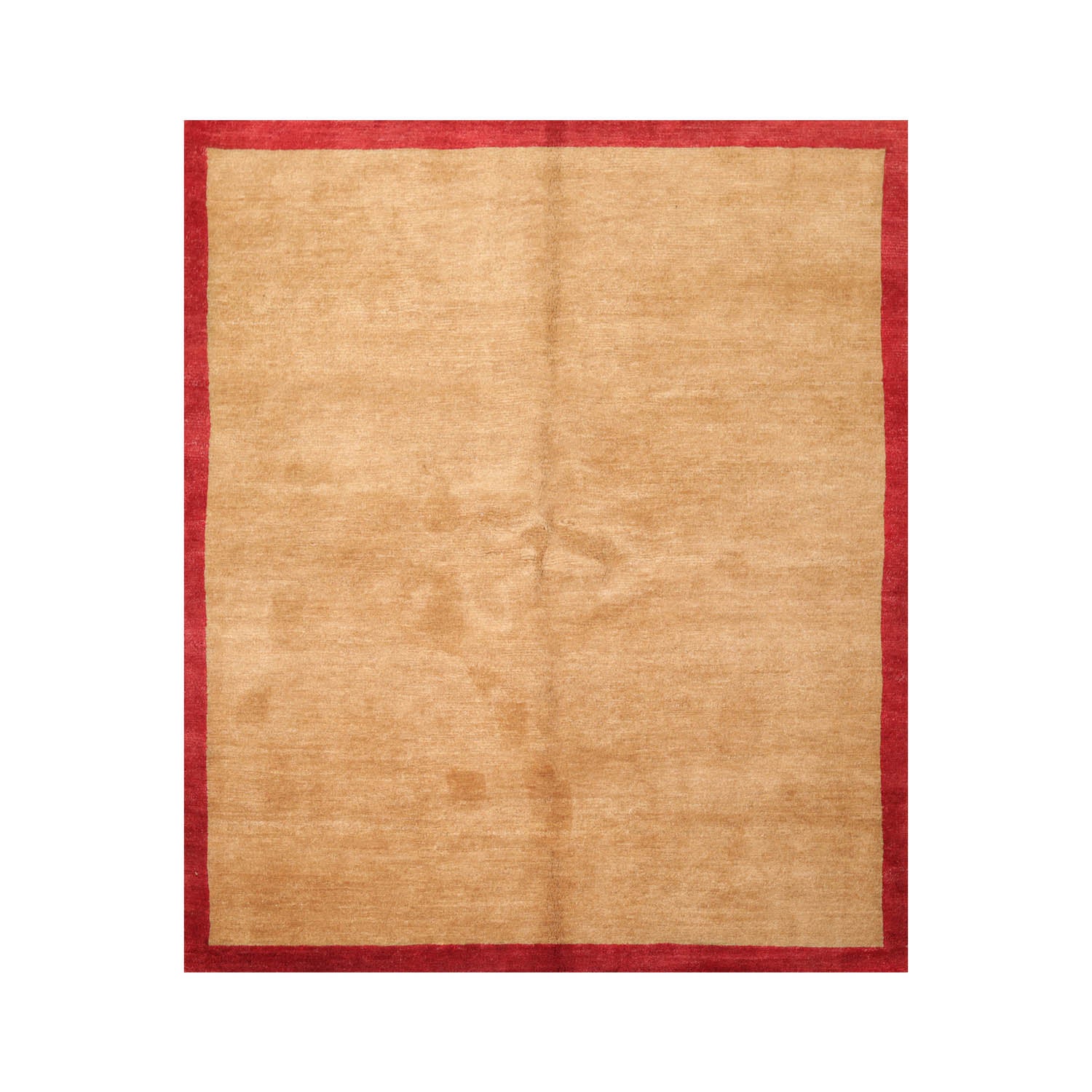 Square Gold, Red, Color Hand Knotted All-Over 100% Wool Modern Oriental Rug