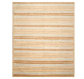 8x10 Tan, Aqua, Brown Color Hand Knotted Striped 100% Wool Modern Oriental Rug