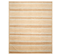 8x10 Tan, Aqua, Brown Color Hand Knotted Striped 100% Wool Modern Oriental Rug