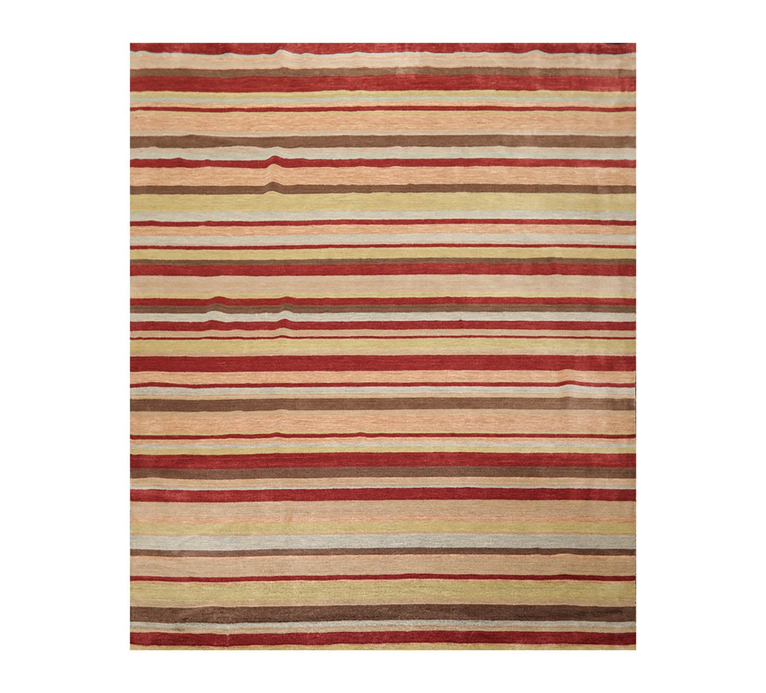 9x12 Rust, Tan, Lime Color Hand Knotted All-Over 100% Wool Modern Oriental Rug