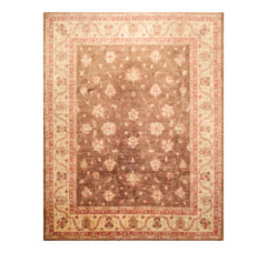 8x10 Brown, Beige, Coral Color Hand Knotted All-Over 100% Wool Traditional Oriental Rug