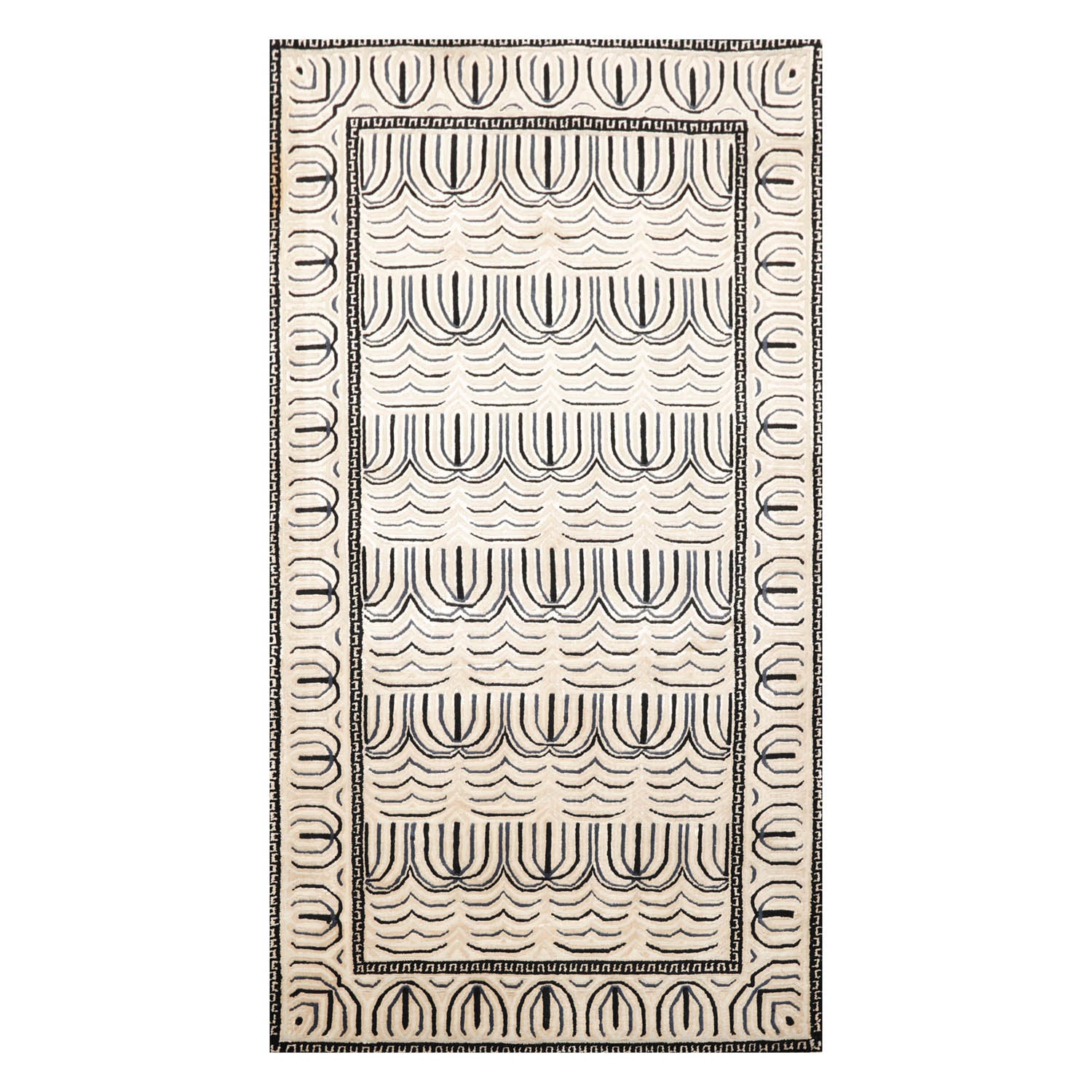 3x5 Cream, Gray, Black Color Hand Knotted All-Over 100% Wool Modern Oriental Rug