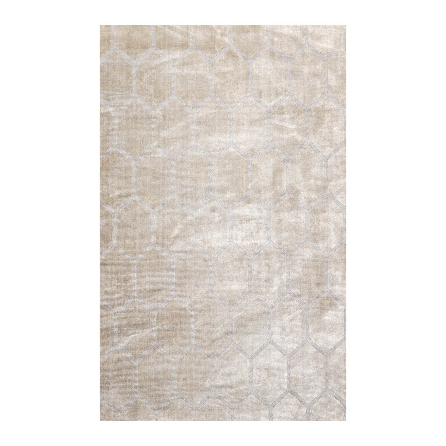 5x7 Gray, , Color Hand Knotted All-Over 100% Viscose Modern Oriental Rug