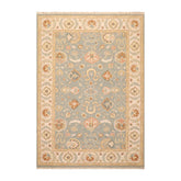 6x9 Slate, Beige, Rust Color Hand Knotted All-Over 100% Wool Traditional Oriental Rug