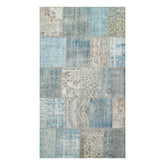 6x9 Blue, Gray, Aqua Color Hand Knotted All-Over 100% Wool Traditional Oriental Rug