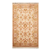4x6 Beige, Brown, Mustard Color Hand Knotted All-Over 100% Wool Traditional Oriental Rug