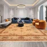 9x12 Beige, Brown, Burnt Orange Color Hand Knotted All-Over 100% Wool Traditional Oriental Rug