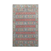 4x6 Celadon, Gray, Burnt Orange Color Hand Knotted All-Over 100% Wool Transitional Oriental Rug
