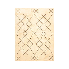 6x9 Ivory, Brown, Color Hand Woven All-Over 100% Wool Traditional Oriental Rug