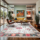 9x12 Aqua, Gray, Peach Color Hand Tufted Persian Wool Modern & Contemporary Oriental Rug