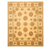 8x10 Champagne, Green, Rust Color Machine Made All-Over 100% Wool Traditional Oriental Rug
