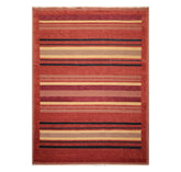 9x12 Rust, Brown, Navy Color Hand Knotted Striped 100% Wool Modern Oriental Rug
