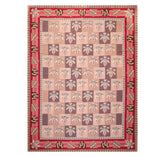 9x12 Rose, Taupe, Gray Color Hand Woven All-Over 100% Wool Traditional Oriental Rug