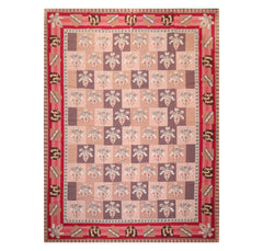 9x12 Rose, Taupe, Gray Color Hand Woven All-Over 100% Wool Traditional Oriental Rug