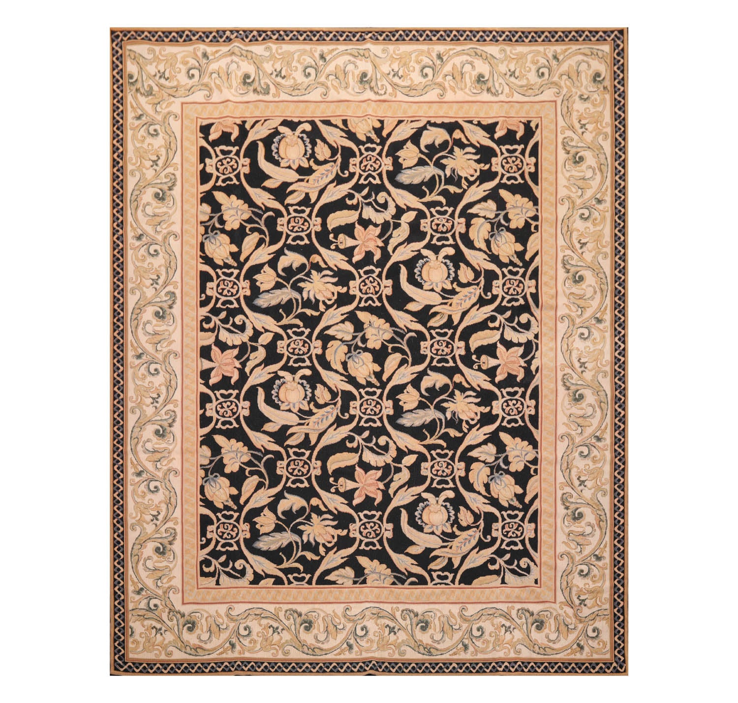 8x10 Black, Beige, Caramel Color Hand Woven All-Over 100% Wool Traditional Oriental Rug
