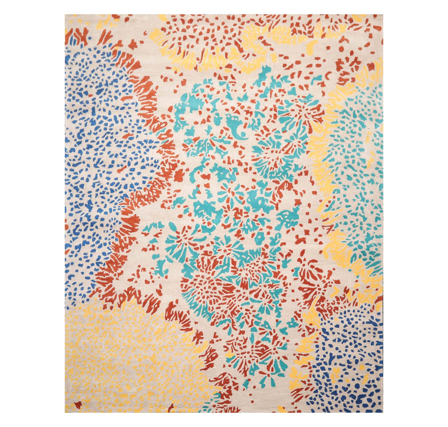 Multi Size Beige Turquoise Gold Color Hand Tufted Hand Made 100% Wool Modern Oriental Rug