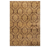6x9 Brown, Light Gold, Color Hand Knotted All-Over 100% Wool Transitional Oriental Rug