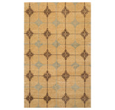 6x9 Tan, Brown, Blue Color Hand Knotted All-Over 100% Wool Transitional Oriental Rug