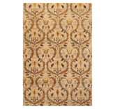 6x9 Tan, Brown, Olive Color Hand Knotted All-Over 100% Wool Traditional Oriental Rug