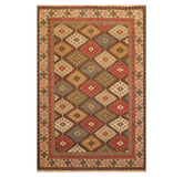 6x9 Beige, Rust, Sage Color Hand Knotted All-Over 100% Wool Traditional Oriental Rug