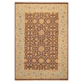 6x9 Brown, Aqua, Beige Color Hand Knotted All-Over 100% Wool Traditional Oriental Rug