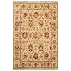 6x9 Beige, Tan, Rust Color Hand Knotted All-Over 100% Wool Traditional Oriental Rug