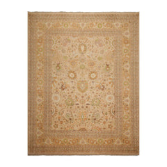 9x12 Tan, Brown, Caramel Color Hand Knotted All-Over 100% Wool Traditional Oriental Rug