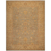 9x12 Aqua, Ivory, Rose Color Hand Knotted All-Over 100% Wool Traditional Oriental Rug