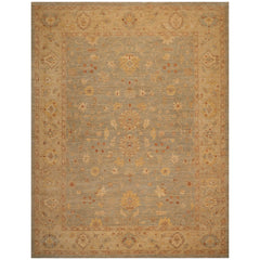 9x12 Aqua, Ivory, Rose Color Hand Knotted All-Over 100% Wool Traditional Oriental Rug