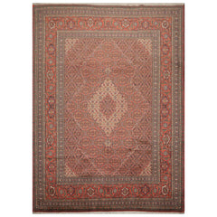 9x12 Coral, Ivory, Rose Color Hand Knotted All-Over 100% Wool Traditional Oriental Rug