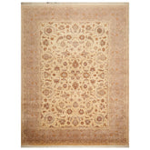 9x12 Ivory, Taupe, Brown Color Hand Knotted All-Over 100% Wool Traditional Oriental Rug