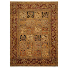 9x12 Beige, Gray, Burnt Orange Color Hand Knotted All-Over 100% Wool Traditional Oriental Rug
