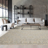 8x10 Beige, Gray, Blue Color Hand Knotted Sandblast 100% Wool Transitional Oriental Rug