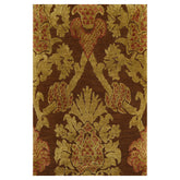 2x3 Brown, Mustard, Rust Color Hand Knotted All-Over Wool & Silk||Wool Transitional Oriental Rug