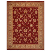 9x12 Red, Light Gold, Peach Color Hand Knotted All-Over 100% Wool Traditional Oriental Rug